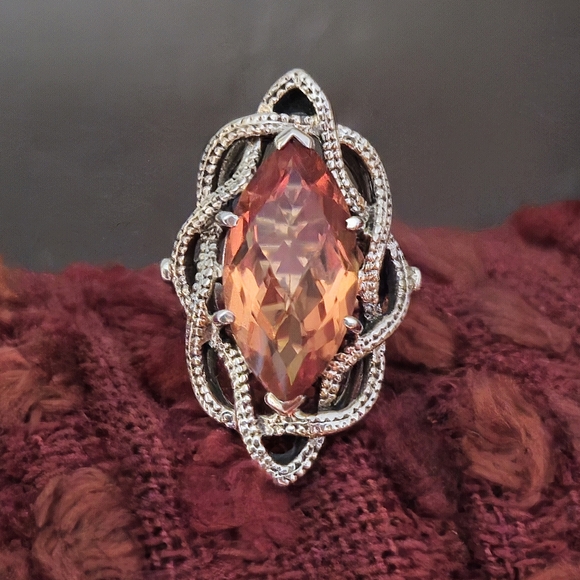 NICKY BUTLER 925 Sterling Silver Honey Quartz 5.9 Carat Marquise Size 7 Ring NWT - Picture 3 of 16